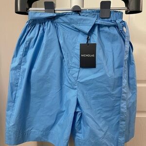 NICHOLAS BLUE WRAP SHORTS TALITHA TIE WAIST COTTON SHORTS IN SWIM SIZE 6